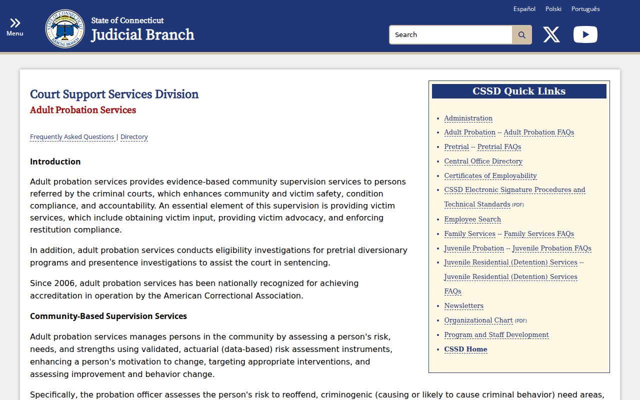 West Hartford criminal history adult probation information