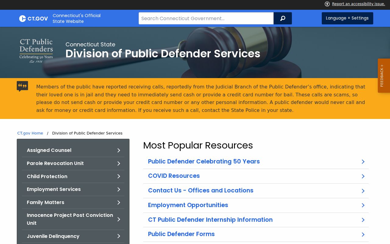 West Hartford criminal court public defender services